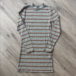 Forever 21 Cream and Orange Bodycon Long Sleeve Dress